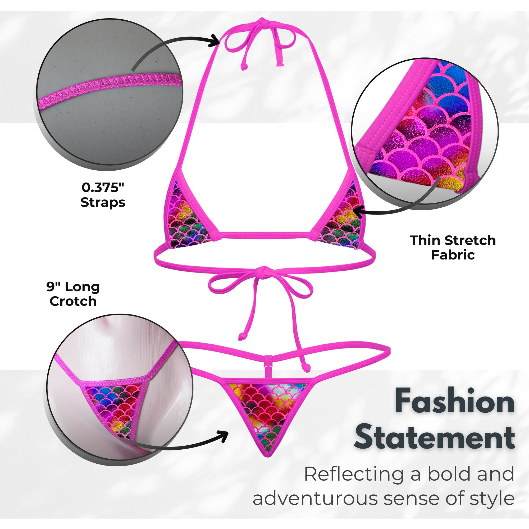 Euro - Multicolor Mermaid Scales - Neon Pink