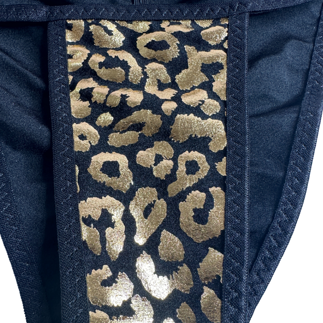 Gold Foil and Black Leopard - Black - 2 piece scrunch butt set