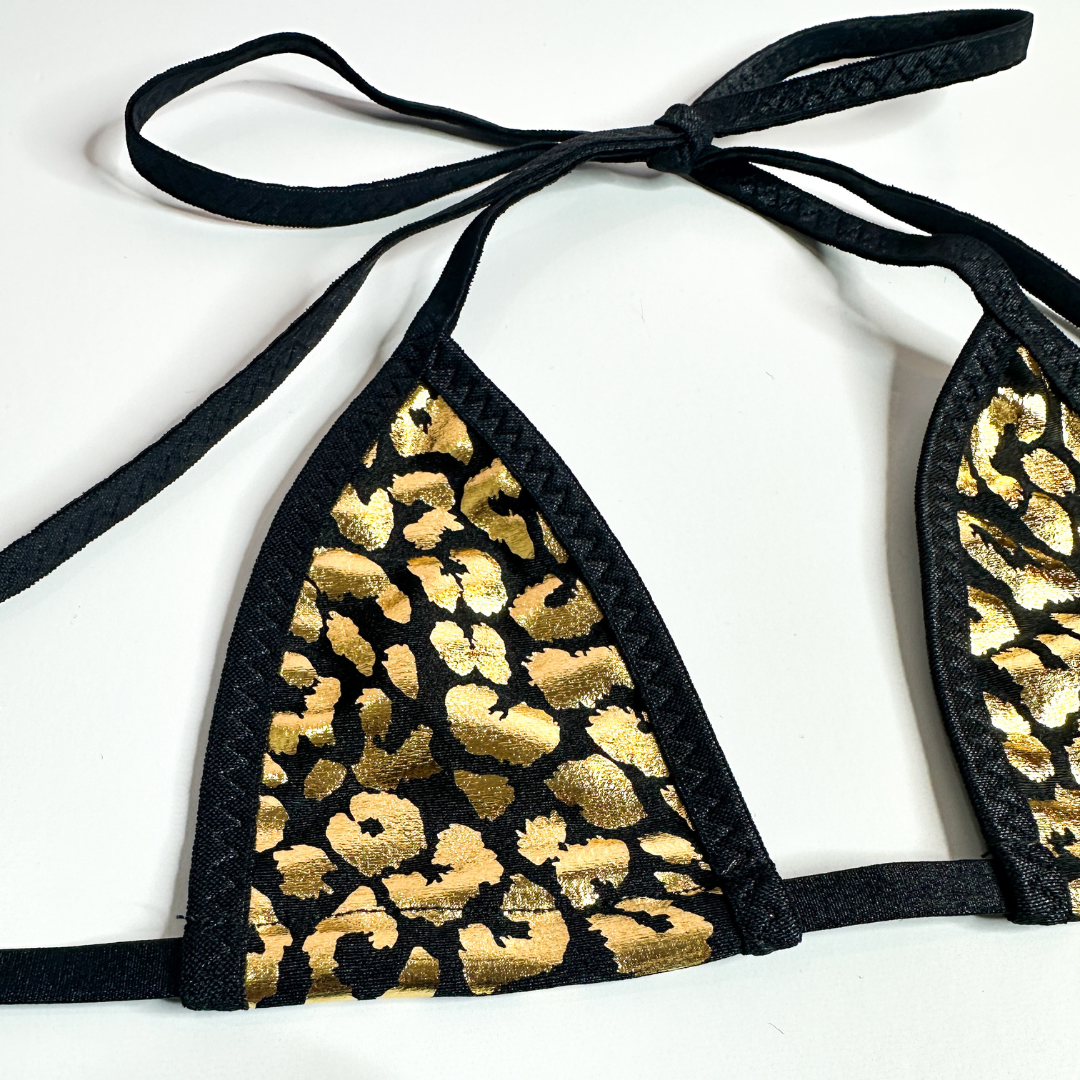 Gold Foil and Black Leopard - Black - 2 piece scrunch butt set