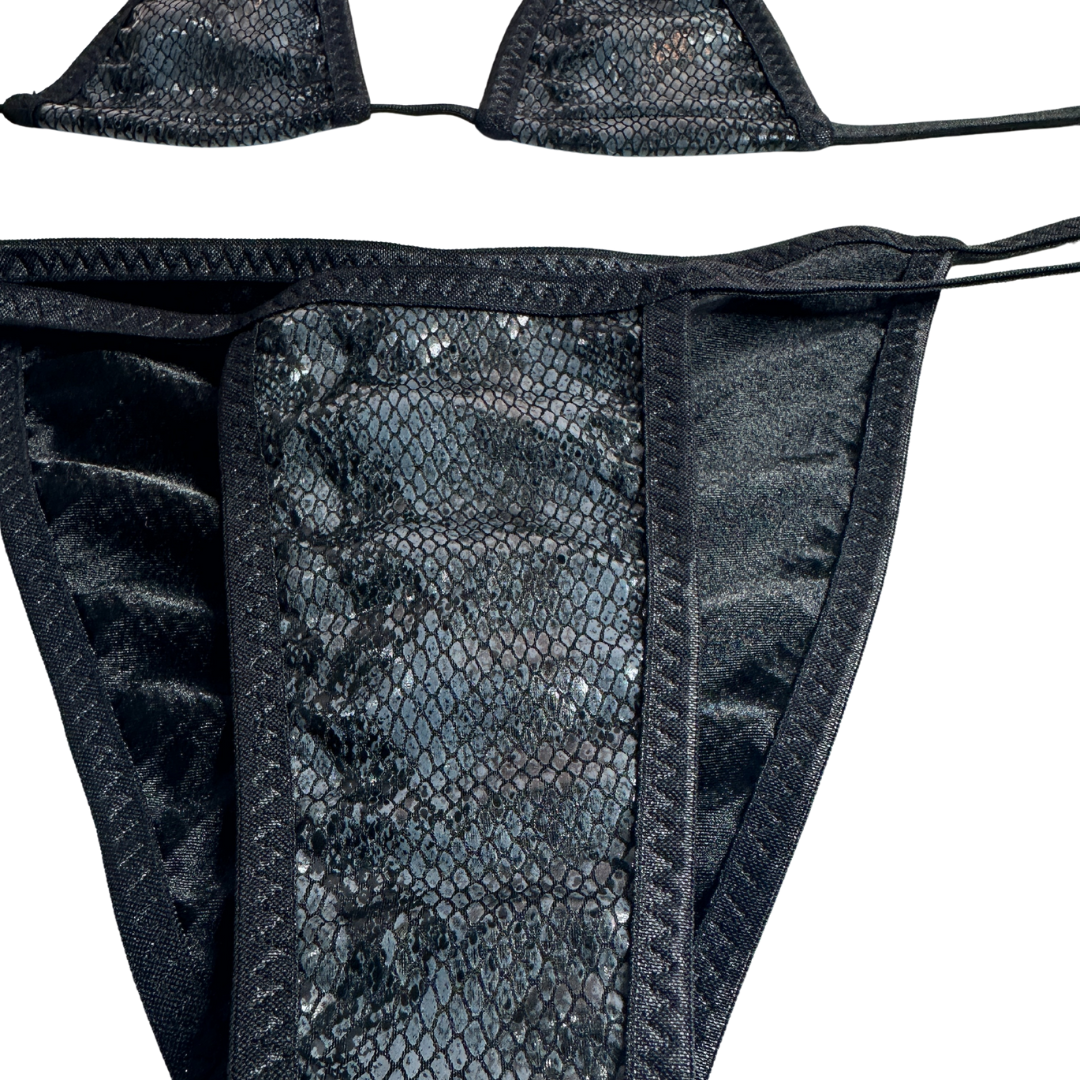 Grey and Black Snakeskin - Black - 2 piece scrunch butt set