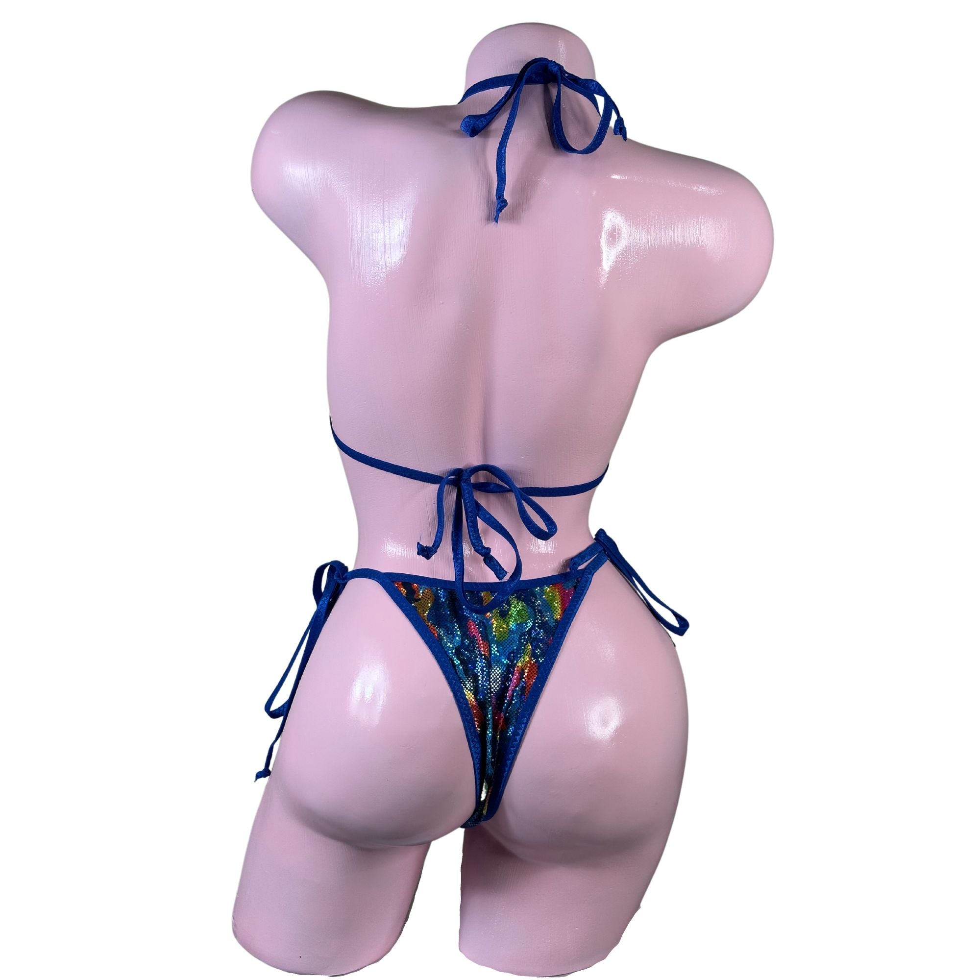 Holographic Blue Camouflage Brazilian Scrunch Butt Set