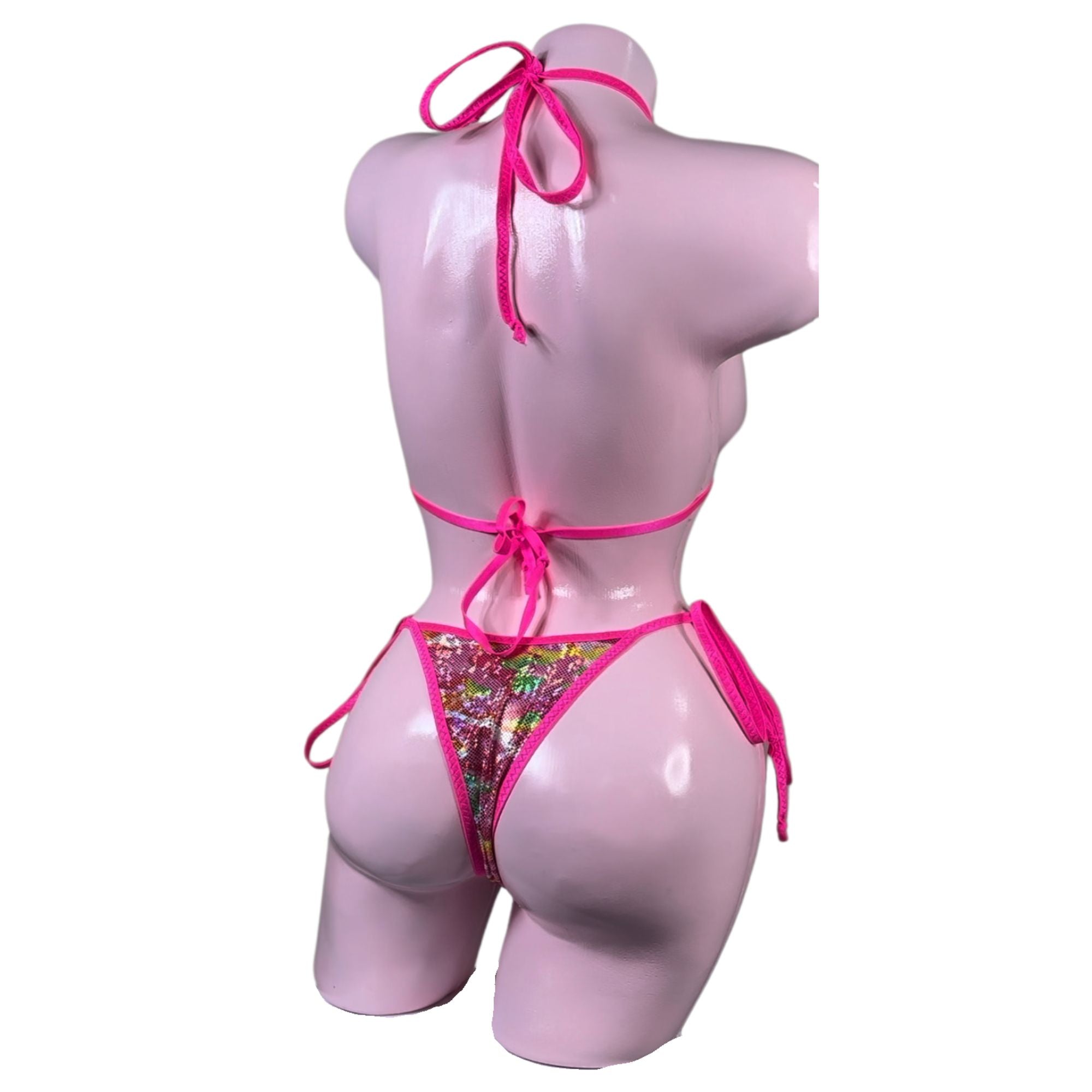 Holographic Pink Camouflage Brazilian Scrunch Butt Set