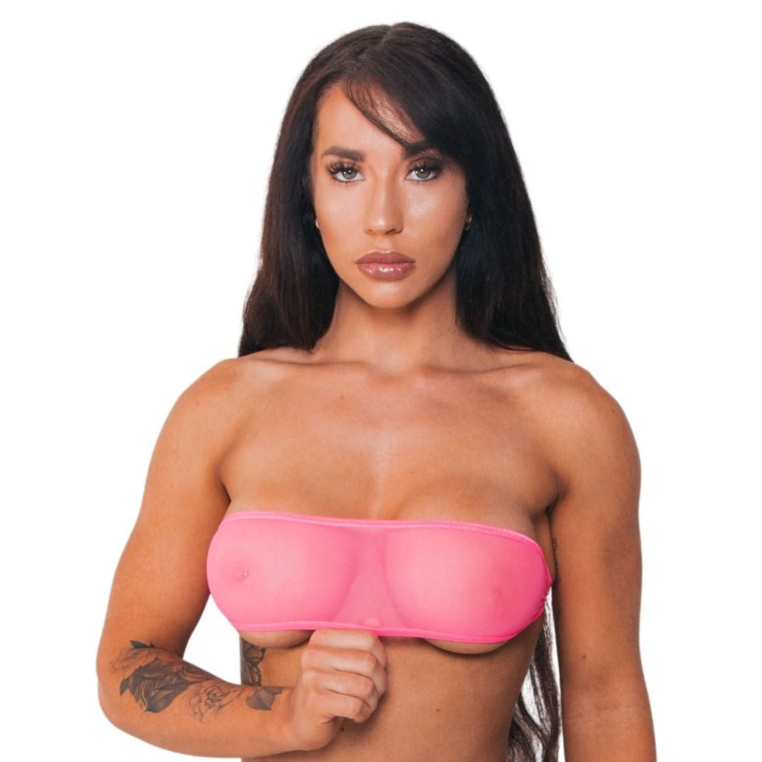Bandeau Top Only - Neon Pink Mesh - Pink