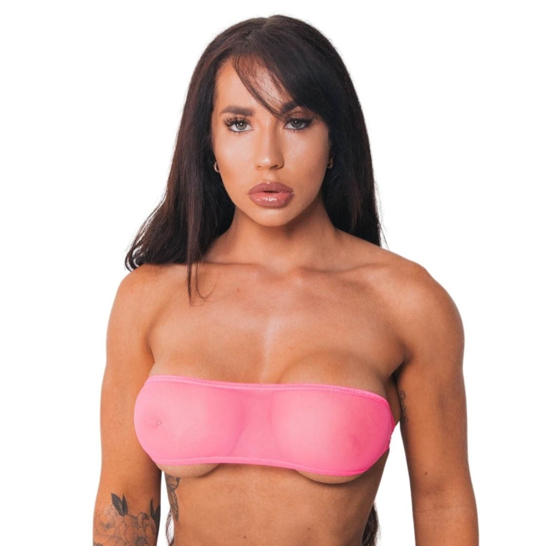 Bandeau Top Only - Neon Pink Mesh - Pink