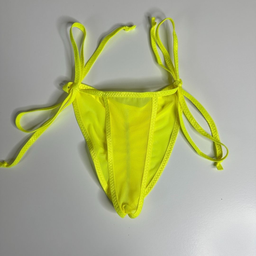 Neon Yellow Mesh - Completely See Through - Scrunch Butt Only