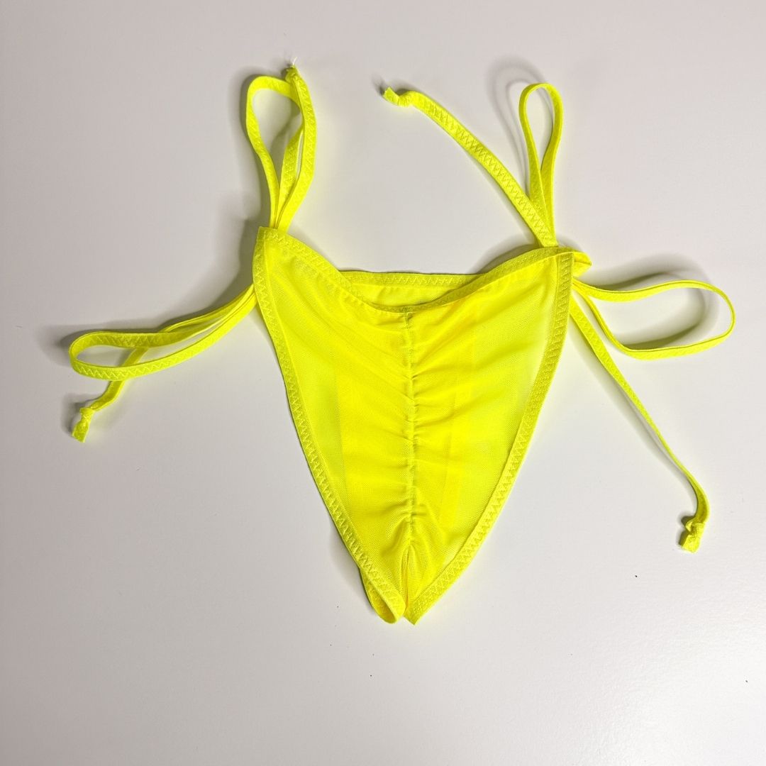 Neon Yellow Mesh - Completely See Through - Scrunch Butt Only