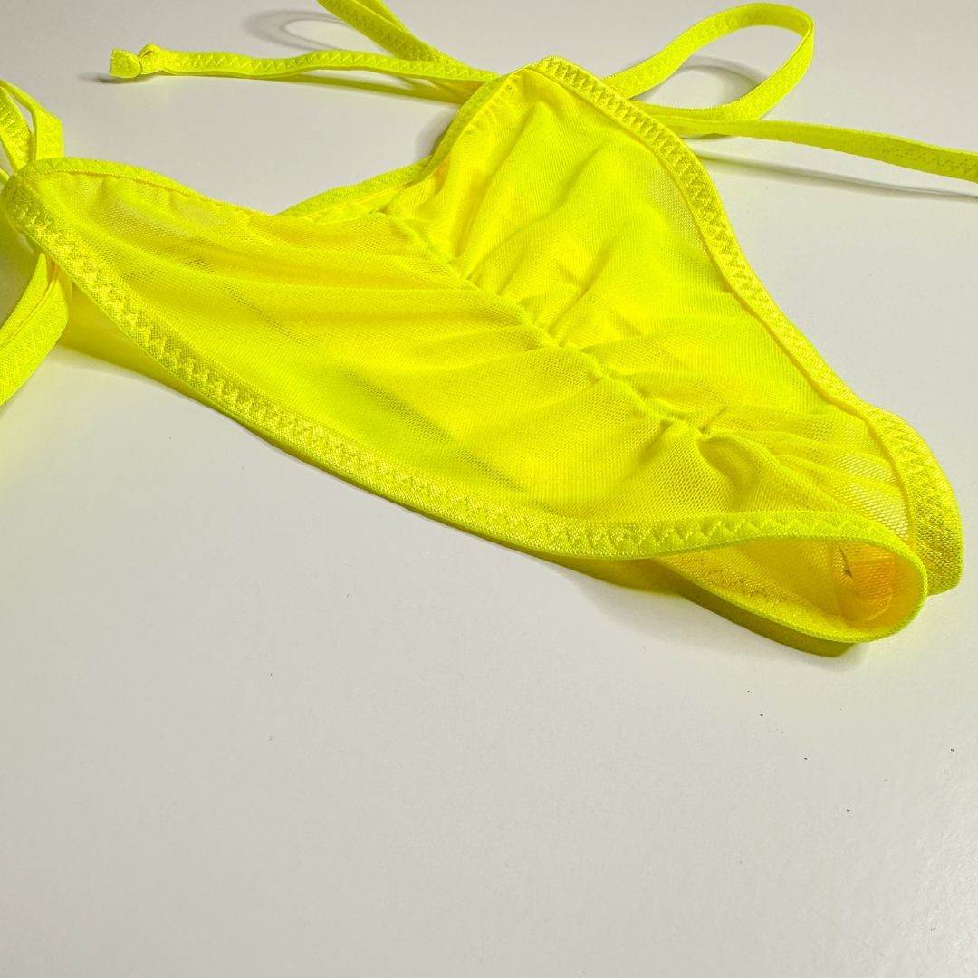 Neon Yellow Mesh - Completely See Through - Scrunch Butt Only