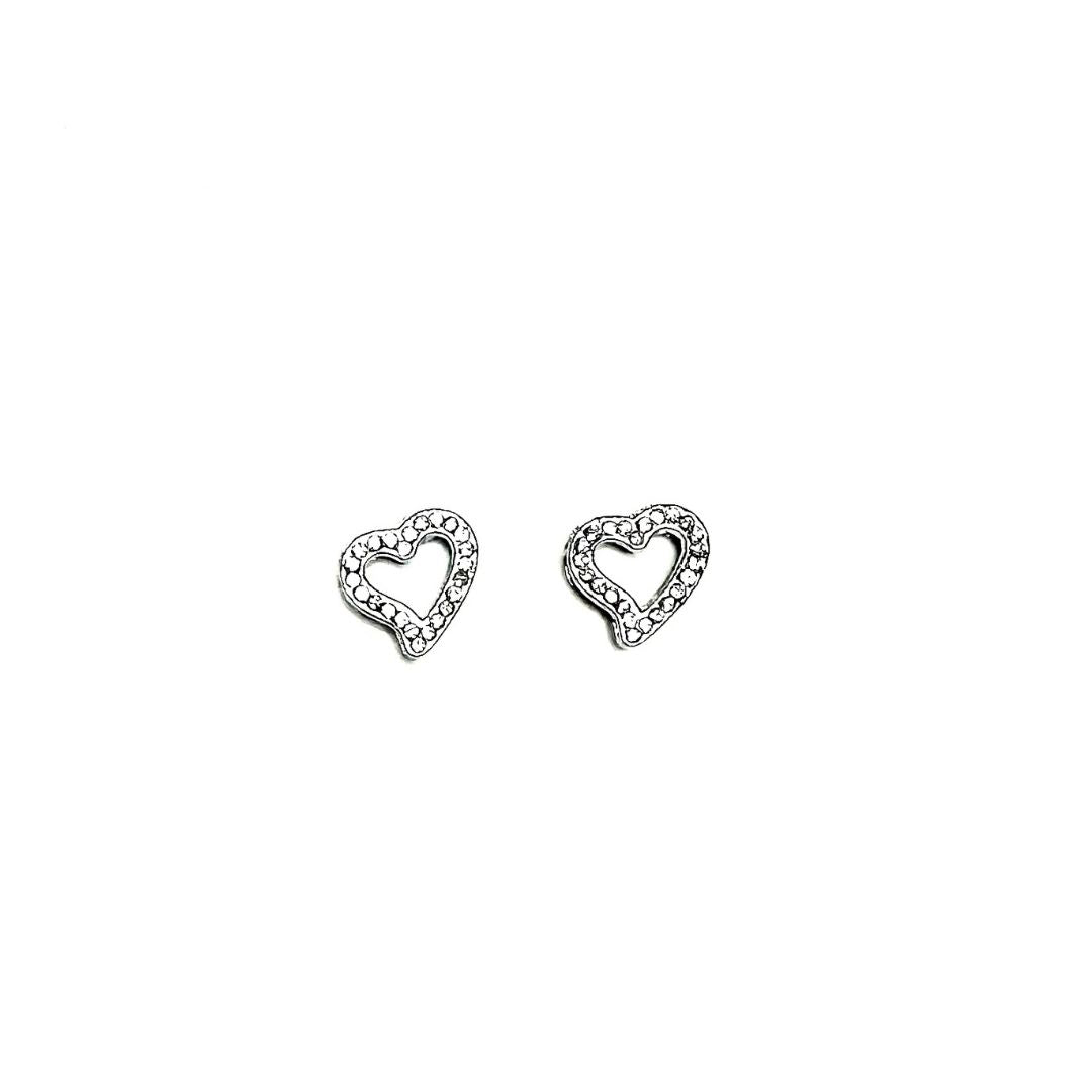 Holographic Silver - White - Tie Side Thong with Rhinestone Open Hearts