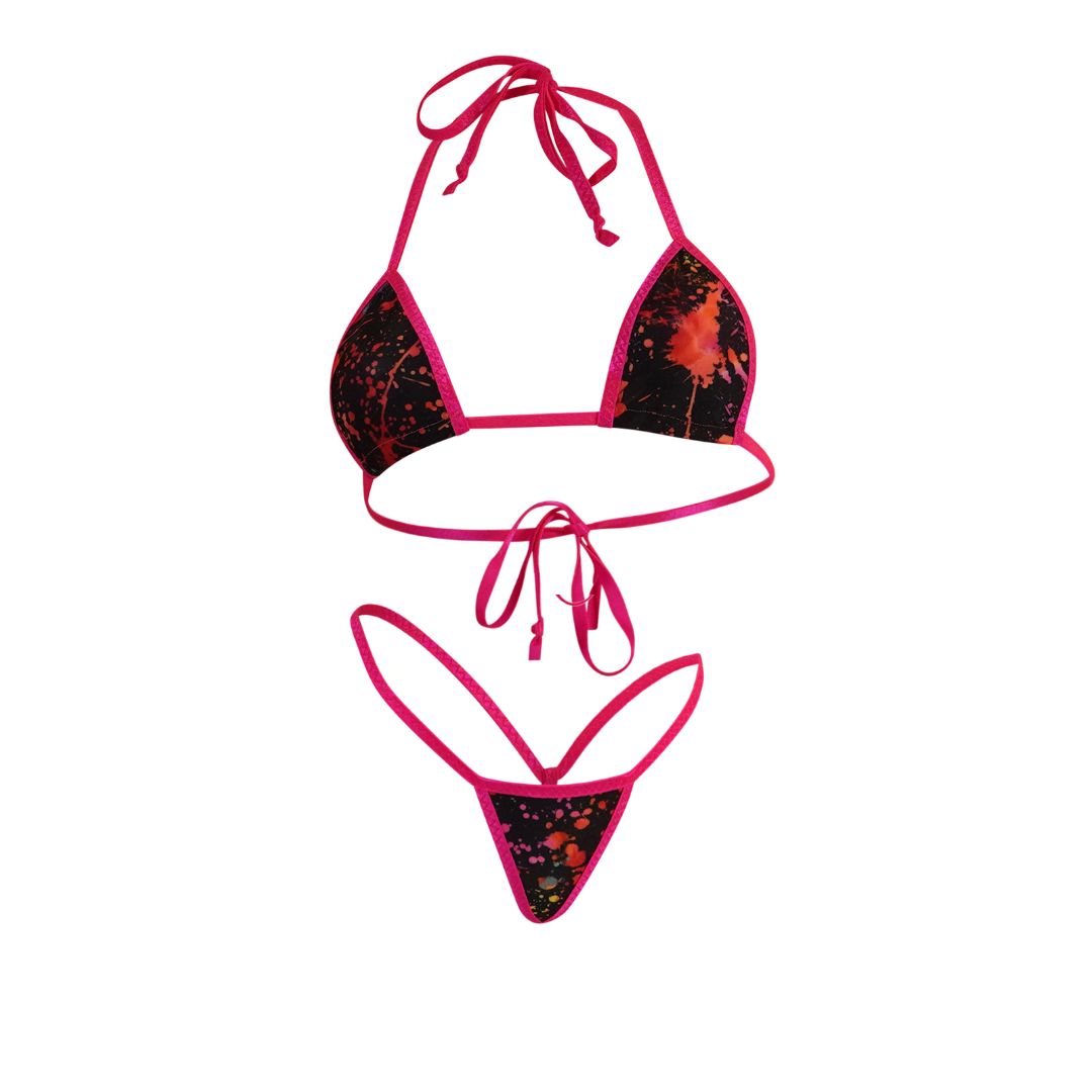 Paint Splatter - Neon Pink - GLOW IN BLACK LIGHT - Micro G-string