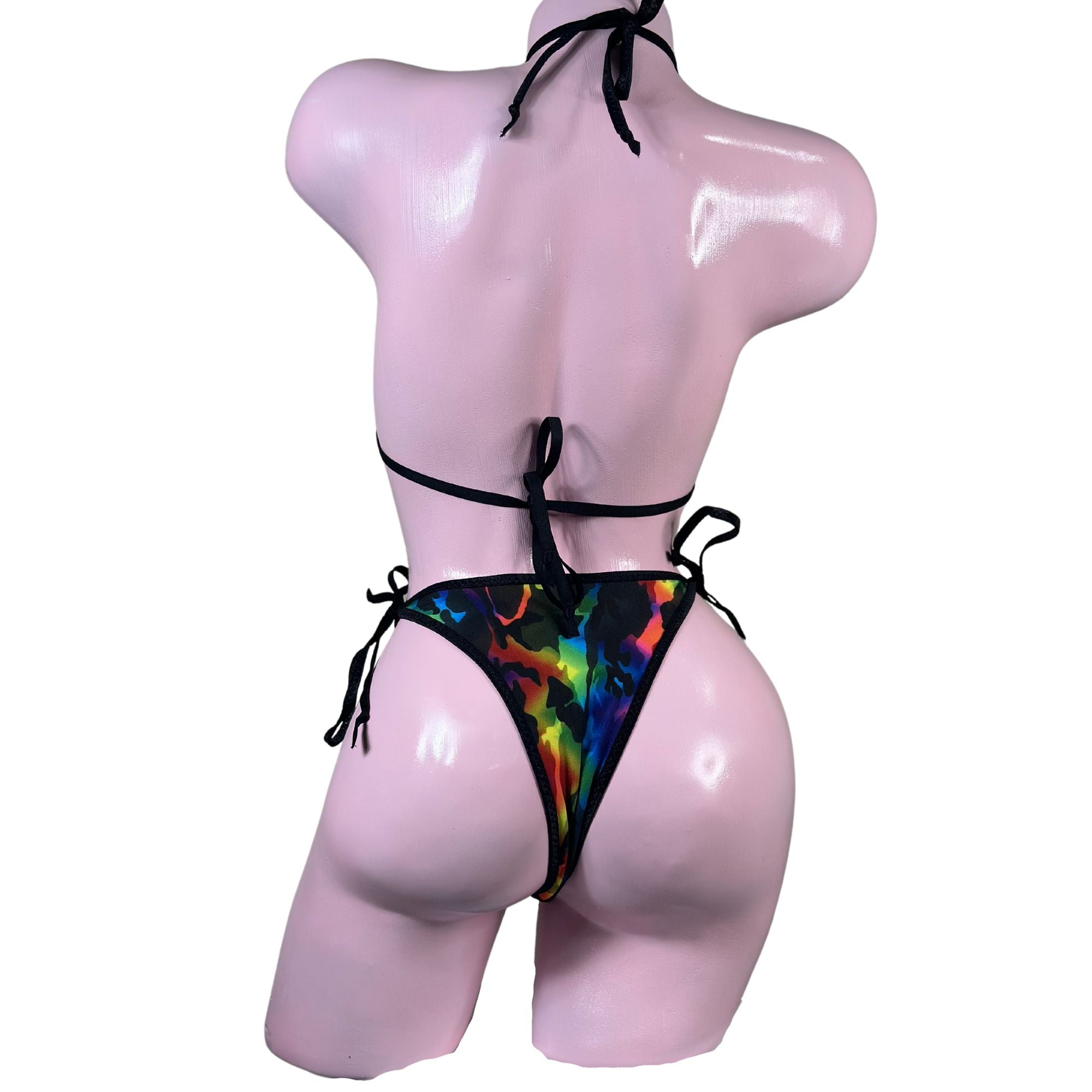 Rainbow Camouflage with Black Brazilian Scrunch Butt Set