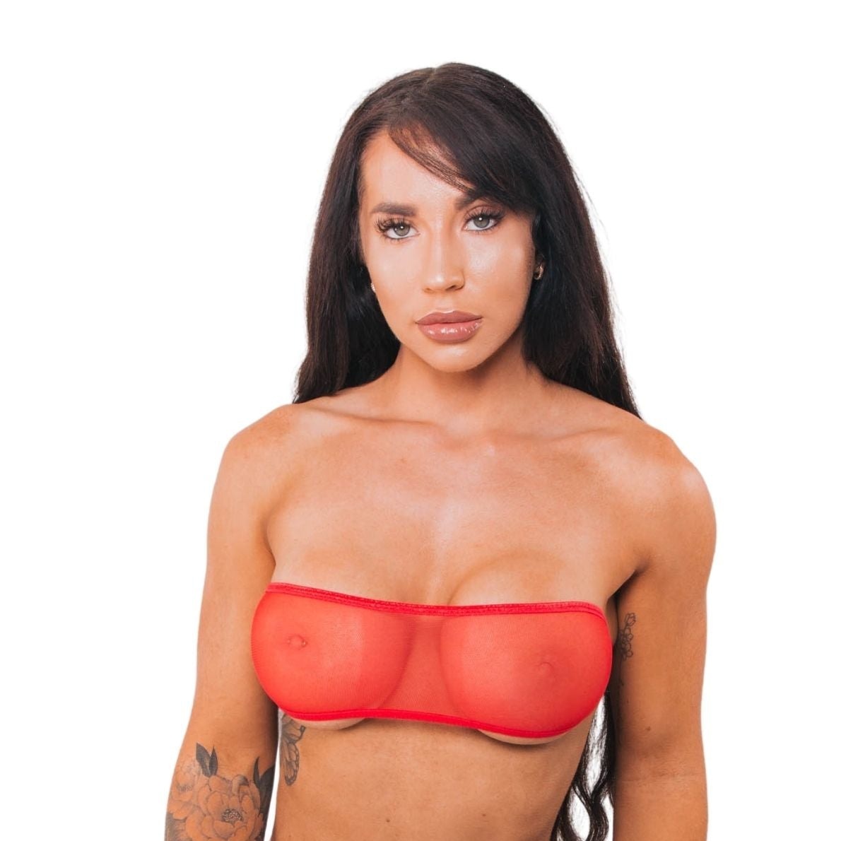 Bandeau Top Only - Red Mesh - Red